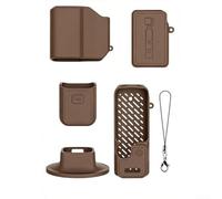 Funda de silicona compatible con dji para osmo Pocket 4P, Pocket4, accesorios a prueba de golpes, funda protectora de piel suave para combo base de silicona (marrón + base)
