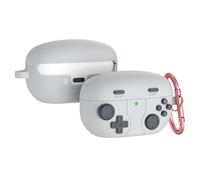 Funda de silicona compatible con Sony WF-1000XM5 - Funda protectora de juego retro, a prueba de golpes y lavable, con mosquetón (gris)