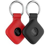 Funda de silicona compatible con Tile Mate 2024, paquete de 2 fundas suaves resistentes a los arañazos con accesorios de mosquetón, soporte seguro para etiquetas para bolsa, negro y rojo