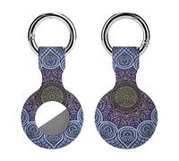 Funda de silicona con diseño geométrico de mandalas para Airtags con llavero, funda protectora, soporte para accesorios