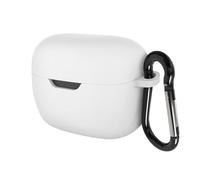 Funda de Silicona Geekria Compatible con JBL Tune Beam True Wireless, Funda Protectora con Gancho para Llavero, Puerto de Carga accesible (Blanco)
