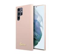 Funda de silicona Guess con logotipo de metal, rosa - Galaxy S23 Ultra