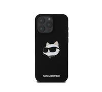 Funda de silicona Karl Lagerfeld con cabeza de Choupette para iPhone 16 Pro Negro