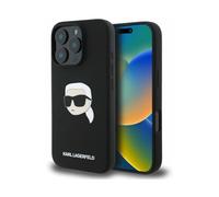 CG Mobile Karl Lagerfeld KLHMP16LSKHPPLK - Carcasa de Silicona para iPhone 16 Pro de 6,3", diseño de Cabeza de Karl, Color Negro