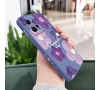 Funda de Silicona líquida con diseño de Flores moradas para Xiaomi Redmi Note 14, 13, 12, 12S, 11, 11S, 10, 10T, 10S, 9, 9S, 8, 7 Pro Plus 4G y 5G, Color Azul Claro, para Note 12 ProPlus