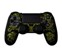Funda de silicona negra amarilla Dragon para mando PS4 Dual Shock 4 (amarillo)