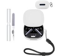 Funda de silicona para auriculares inalámbricos Soundcore Liberty 4 Pro - Resistente a golpes, toergy impermeable, suave y duradera, con cordón, llavero y herramienta de limpieza, color blanco