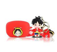 Funda de silicona para auriculares Sony WF-1000XM5 2023, diseño de piel de dibujos animados Suublg funda protectora con llavero de muñeca lindo y protección de cordón antipérdida (Luffy)