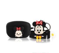 Funda de silicona para auriculares Sony WF-1000XM5 2023, diseño de piel de dibujos animados Suublg funda protectora con llavero de muñeca lindo y protección de cordón antipérdida (Minnie)