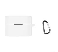 Funda de silicona para auriculares Sony WF-1000XM6 - Funda de absorción de golpes con cordón y llavero (blanco)