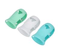 Funda de silicona para biberón de vidrio 6.5 x 12 cm | alimentario, aislante térmico, anticaídas, lavable, para calentador y esterilizador, juego de 3