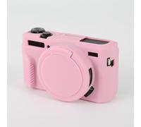 Funda de silicona para cámara digital Canon G7 X mark II, funda blanda con tapa de lente extraíble, ajuste delgado (rosa)