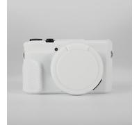 Funda de silicona para cámara digital Canon G7 X mark II, funda blanda con tapa de lente extraíble, ajuste delgado (blanco)