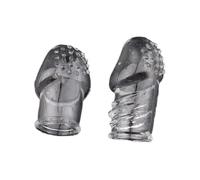 Funda de silicona para condones sexuales, Paquete de 2 condones de silicona transparentes reutilizables para estimulación intensiva, para alargamiento del pene y mejora de la erección, transparente