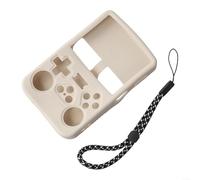 Funda de silicona para consola R36S con protección a prueba de golpes y lavable, diseñada para acceso completo al botón y transporte portátil con cordón (blanco)