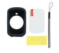 Funda de silicona para Garmin Edge 530 con protector de pantalla - Funda negra a prueba de golpes + película de vidrio templado para ciclismo Protección de computadora en bicicleta MTB MTB (negro)