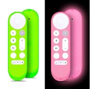 Funda de silicona para Google TV Streamer 4K TV GY3LE mando a distancia Glow in The Dark (verde y rosa) - 【2 paquetes】