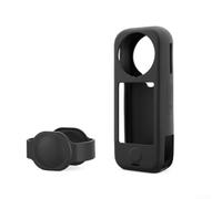 Funda de silicona para Insta360 X4 Air - Funda de cuerpo completo a prueba de golpes con tapa de lente - Piel antiarañazos a prueba de polvo - Accesorio de viaje ligero - Negro 11,5 x 5,2 cm