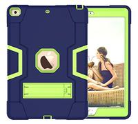 Funda de Silicona para iPad mini6 Generación con Soporte, Duradera de Alto Rendimiento Que endurece los Golpes, Cubierta Protectora híbrida de Tres Capas para iPad Tablet (Azul Marino + Verde)