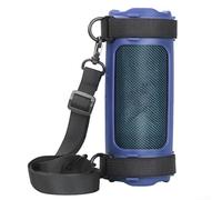 Funda de silicona para JBL Flip 7, funda protectora portátil impermeable a prueba de caídas con correa de fijación de bicicleta y correa para el hombro, negro (azul)