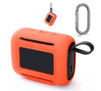 Funda de silicona para JBL Go 5, cubierta antideslizante que absorbe los golpes con gancho, fácil acceso a los puertos (naranja)