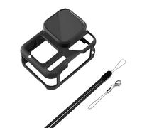 Funda de silicona para lente y práctico juego de cordón, color negro para cámara deportiva, carcasa a prueba de golpes
