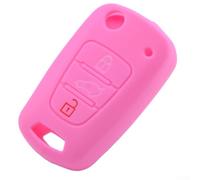 Funda de silicona para llave de coche de 3 botones compatible con Kia Rio K2 Sportage K5 y Hyundai i20/i30 Elantra Accent ix20 ix35 Verna para llaveros Solaris (rosa)