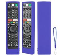 Funda de silicona para mando a distancia compatible con Sony RMF-TX200U RMF-TX200E RMF-TX200U RMF-TX200B RMT-TX100B TV mando a distancia funda resistente a los golpes con un cordón (azul)