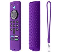 Funda de silicona para mando a distancia Fire TV Stick, funda de silicona antideslizante con correa para el cuello de 3ª generación (morado)