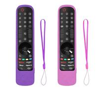 Funda de silicona para mando a distancia LG-MR21GA AN-MR21GC MR22GN MR22GA Magic Remote, Antideslizante a Prueba de Golpes para Mando a Distancia LG (Lila + Rosa)