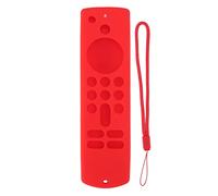 Funda de silicona para mando a distancia para Fire TV Stick, antideslizante, con correa para el cuello de 3ª generación, color rojo