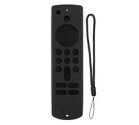 Funda de silicona para mando a distancia para Fire TV Stick, funda de silicona antideslizante con correa para el cuello de 3ª generación (negro)