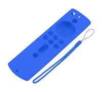 Funda de Silicona para Mando Fire TV Stick 4K 2018, Protectora Antigolpes con Diseño Antideslizante, Recortes Precisos, Ligera y Suave, con Cordón para Mayor Seguridad, Negra (Azul)
