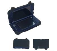 Funda de silicona para New 3DS LL/XL, resistente a los golpes, con diseño de gato en 3D, tacto suave, recortes precisos, protección completa de 360° para consola de mano (negro translúcido)