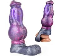 Funda de silicona para pene - Funda para pene con consolador monstruo realista con anillos testiculares engrosados - Juguete sexual para agrandar el pene y mejorar la erección para hombres