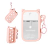 Funda de Silicona para Power Mist & Glow Mist 30ml, Funda Protectora Gato con Llavero Accesorio para Pulverizador Desinfectante Manos Diseño Agujeros Sin Encanto (Rosa)