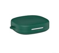 Funda de silicona para Shokz OpenFit Pro - Funda protectora a prueba de golpes con mosquetón, LED frontal visible, carcasa a prueba de polvo para auriculares inalámbricos, color negro (verde oscuro)