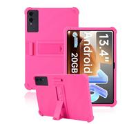 Funda de silicona para TECLAST T65 de 13.4 pulgadas 2025 con cobertura completa, toergy a prueba de golpes, antiarañazos, soporte ajustable y cubierta de silicona suave, color rojo rosa