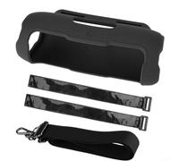 Funda de silicona resistente a caídas a medida para altavoz JBL Flip 7 con diseño grueso que ofrece una fuerte protección y funcionalidad (negro + correa para el hombro)