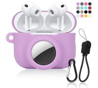 Funda de silicona suave 2 en 1 compatible con AirPod Pro 3 y AirTag, funda protectora a prueba de golpes para AirPod Pro 3 con kit de limpieza y cordón de cable de datos para hombres y mujeres