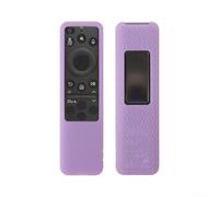 Funda de silicona suave a prueba de golpes compatible con Samsung BN59-01480A control remoto de televisión, protección de cobertura completa y brillo luminoso (morado luminoso)
