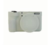Funda de silicona suave para cámara Canon PowerShot V1, color blanco crema, textura brillante, armadura de goma, protector de cuerpo para cámara Canon PowerShot V1