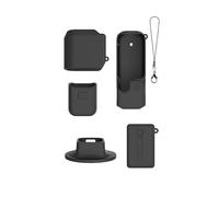 Funda de Silicona Suave para DJI Osmo Pocket 4 - Cubierta Antigolpes de 3mm con Base y Correa de Muñeca, Agarre Antideslizante, Protección contra Caídas, Fácil Acceso a Puertos y Pantalla (Negro)