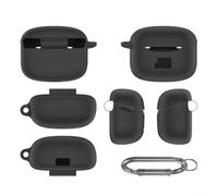 Funda de silicona suave para JBL Tune Buds 2 - Funda a prueba de golpes antiarañazos con diseño redondo a presión - Color negro, blanco y azul, piel protectora para auriculares (negro)