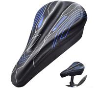 Funda de silicona ultra suave para asiento de bicicleta, cojín de gel con absorción de golpes para ciclismo de carretera MTB, protector de sillín transpirable antideslizante 29,5 x 17 cm (negro y azul