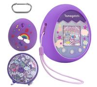 Funda de Silicona y Estuche Rígido para Tamagotchi Pix, Carcasa Protectora Antideslizante y Maletín de Transporte Compatible con Tamagotchi con Correa de Mano