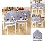 Funda de silla con estampado gris acogedor para decoración navideña del hogar, diseño de muñeco de nieve navideño.