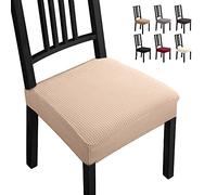 Funda de Silla de 2 Piezas, Funda de Comedor para un Ajuste Universal, Cubierta de Elastano Fundas de Silla extraíble Muy fácil de Limpiar y Duradera (Paquete de 2, Beige) -B