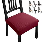 Funda de Silla de 6 Piezas, Funda de Comedor para un Ajuste Universal, Cubierta de Elastano Fundas de Silla extraíble Muy fácil de Limpiar y Duradera (Paquete de 6, Vino Tinto)-B