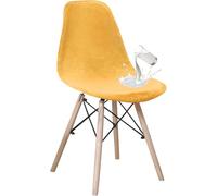 Funda De Silla Nórdica De Terciopelo - Juego De 1,2,4,6,8Fundas Elásticas, Lavables Y Ajustables para Comedor, Cocina Y Oficina(Yellow,4PCS)